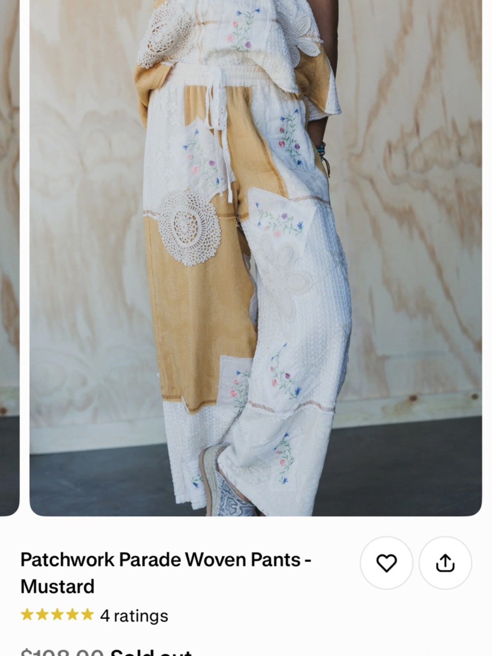 Three Bird Nest Patchwork Cropped Pants - Mustard & White
